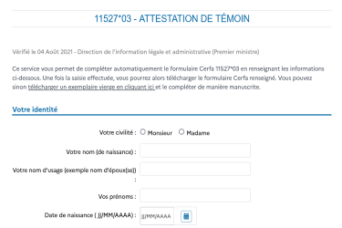 Attestation de témoin